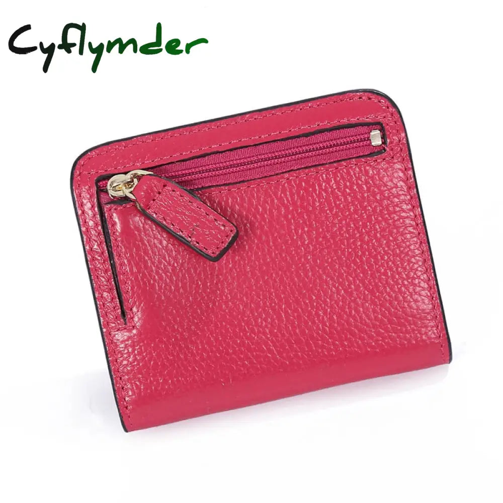 Cyflymder Fashion Split Leather Women Wallets Mini Purse Lady Small Wallet With Coin Pocket Rose