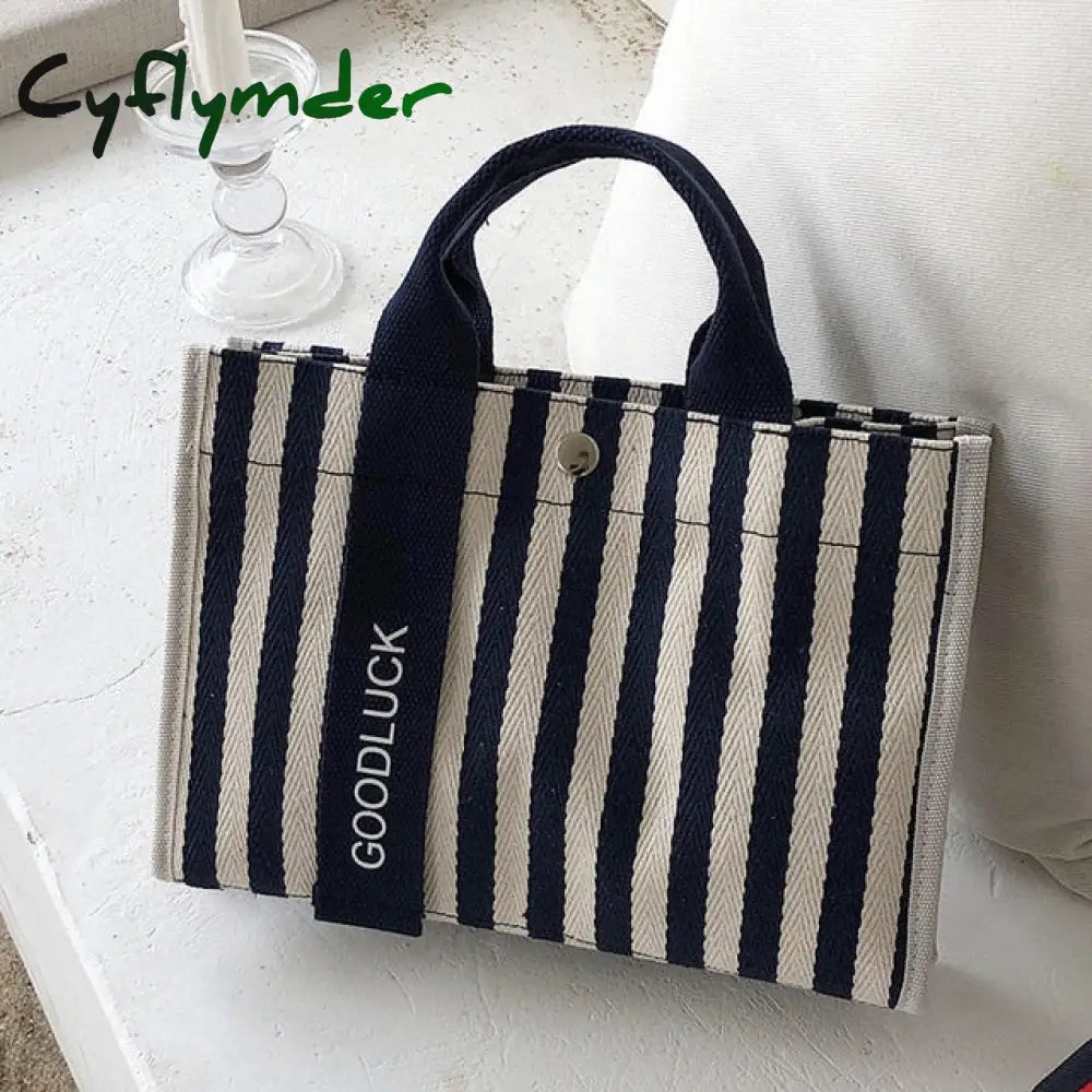 Cyflymder Fashion Striped Women Shoulder Bag Korean Style Canvas Sling Bags Small Square Crossbody