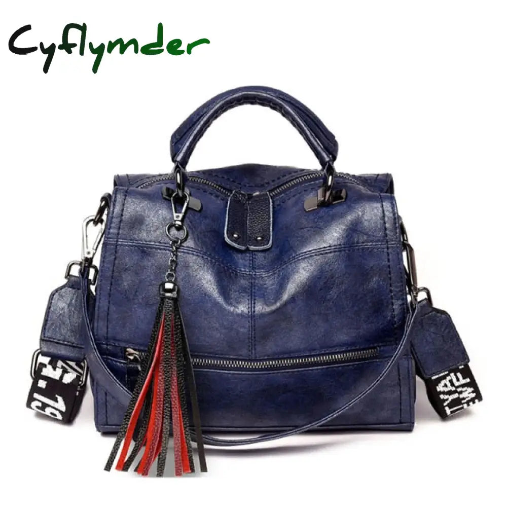 Cyflymder Fashion Tassel Women Handbag Leather Shoulder Bags Famous Brand Designer Ladies Casual