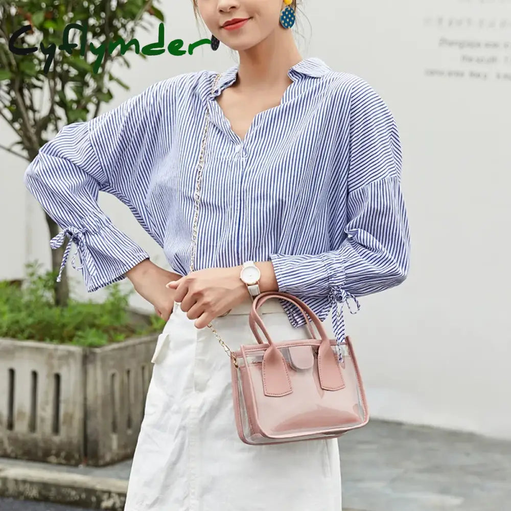 Cyflymder Fashion Trend Women Ladies Solid Color Crossbody Handbag Pvc Pu Leather Zipper Composite