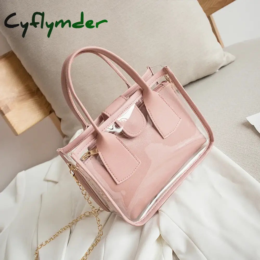 Cyflymder Fashion Trend Women Ladies Solid Color Crossbody Handbag Pvc Pu Leather Zipper Composite