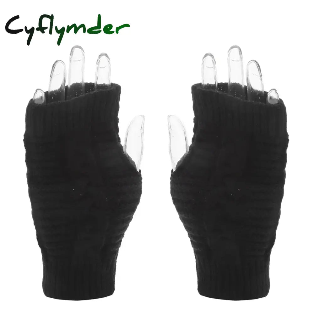 Cyflymder Fashion Unisex Men Women Knitted Fingerless Winter Gloves Soft Warm Flexible Glove