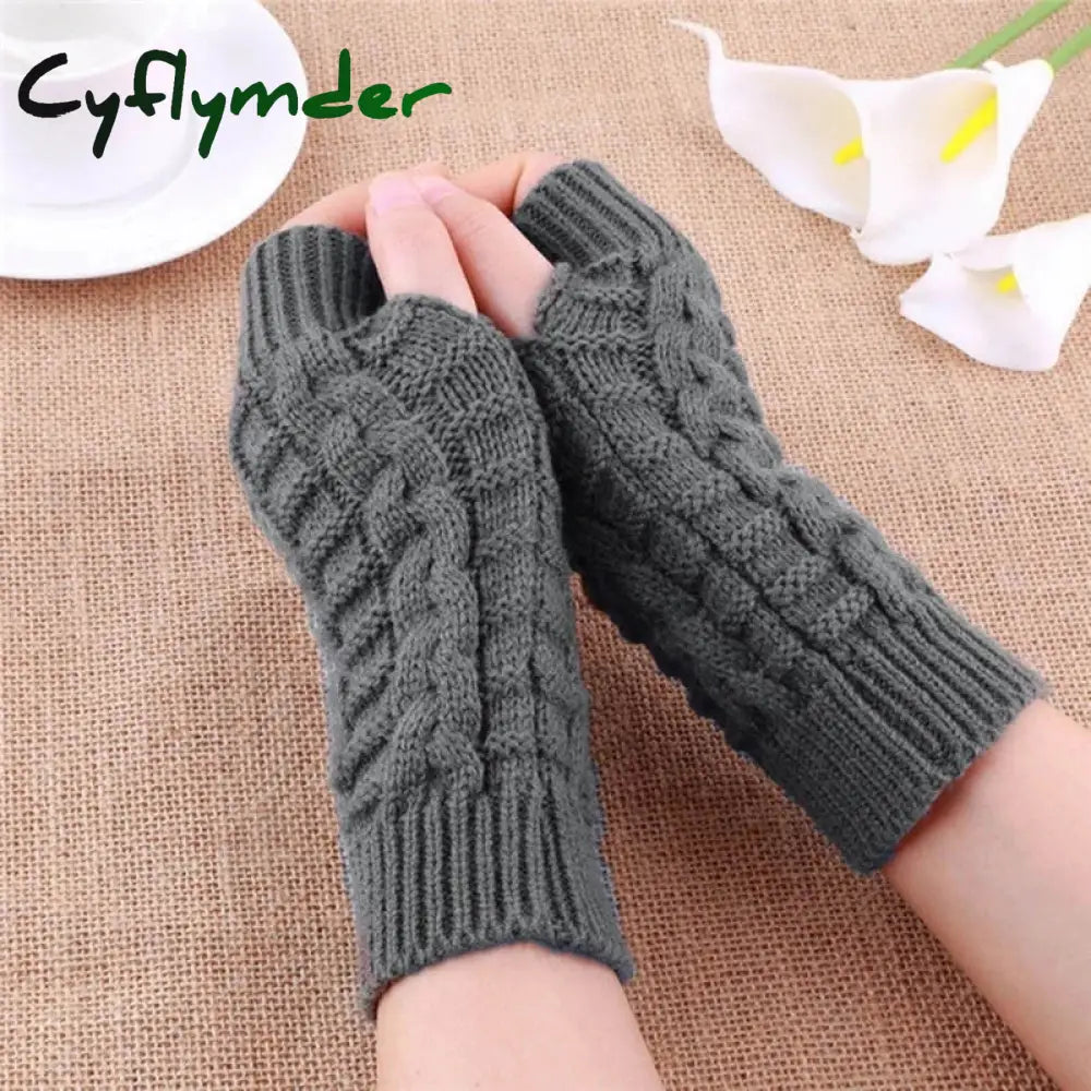 Cyflymder Fashion Unisex Men Women Knitted Fingerless Winter Gloves Soft Warm Flexible Glove