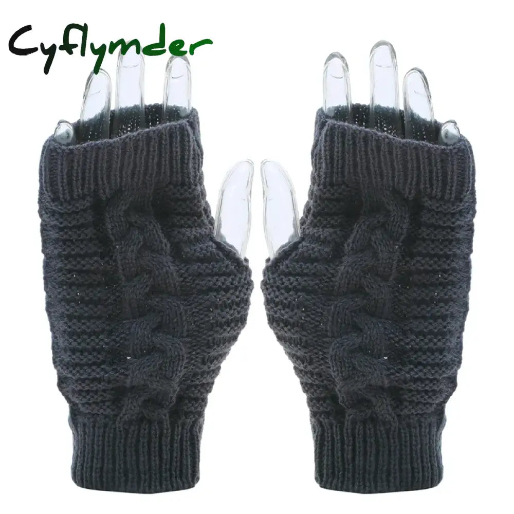 Cyflymder Fashion Unisex Men Women Knitted Fingerless Winter Gloves Soft Warm Flexible Glove