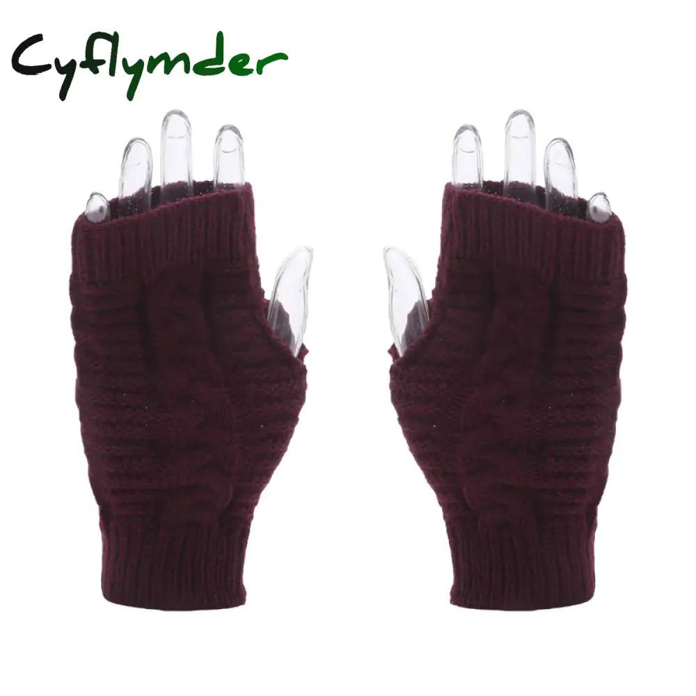 Cyflymder Fashion Unisex Men Women Knitted Fingerless Winter Gloves Soft Warm Flexible Glove