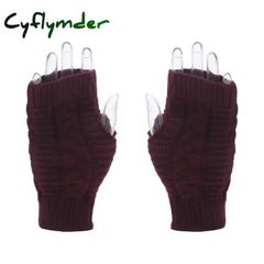 Cyflymder Fashion Unisex Men Women Knitted Fingerless Winter Gloves Soft Warm Flexible Glove