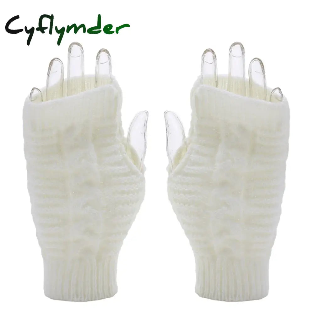 Cyflymder Fashion Unisex Men Women Knitted Fingerless Winter Gloves Soft Warm Flexible Glove