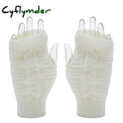 Cyflymder Fashion Unisex Men Women Knitted Fingerless Winter Gloves Soft Warm Flexible Glove