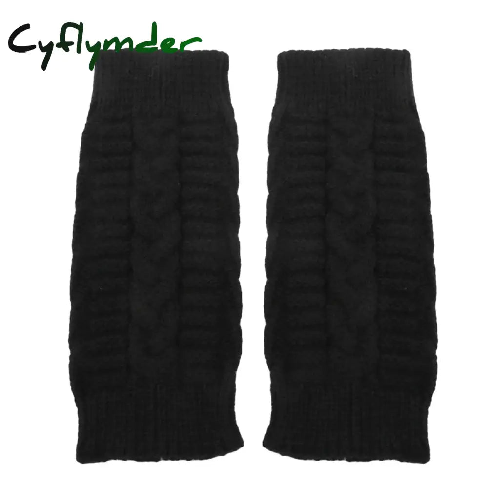 Cyflymder Fashion Unisex Men Women Knitted Fingerless Winter Gloves Soft Warm Flexible Glove black