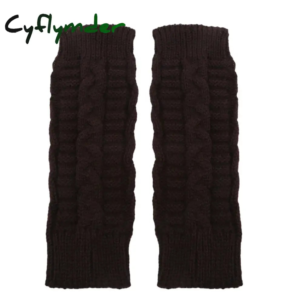 Cyflymder Fashion Unisex Men Women Knitted Fingerless Winter Gloves Soft Warm Flexible Glove coffee