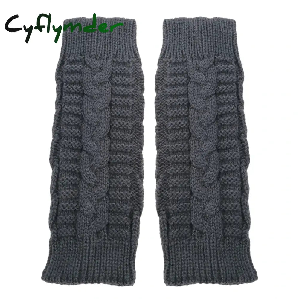 Cyflymder Fashion Unisex Men Women Knitted Fingerless Winter Gloves Soft Warm Flexible Glove gray