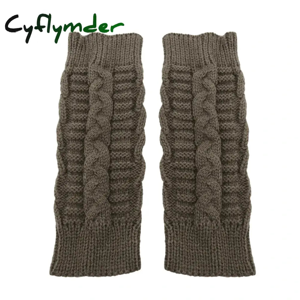 Cyflymder Fashion Unisex Men Women Knitted Fingerless Winter Gloves Soft Warm Flexible Glove khaki