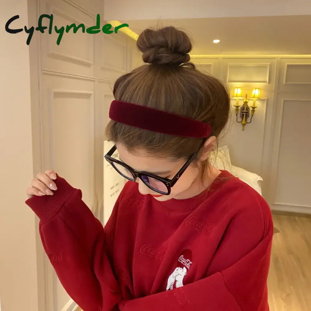 Cyflymder Fashion Velvet Headbands Women Wide Hairband Headwear Elasticity Hairbands Elegant Girl