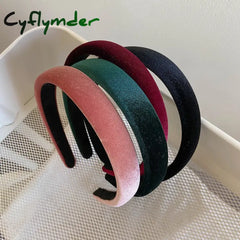 Cyflymder Fashion Velvet Headbands Women Wide Hairband Headwear Elasticity Hairbands Elegant Girl