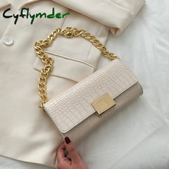 Cyflymder Fashion Vintage Bags For Women Crocodile Pattern Shoulder Purse Luxury Handbags Designer