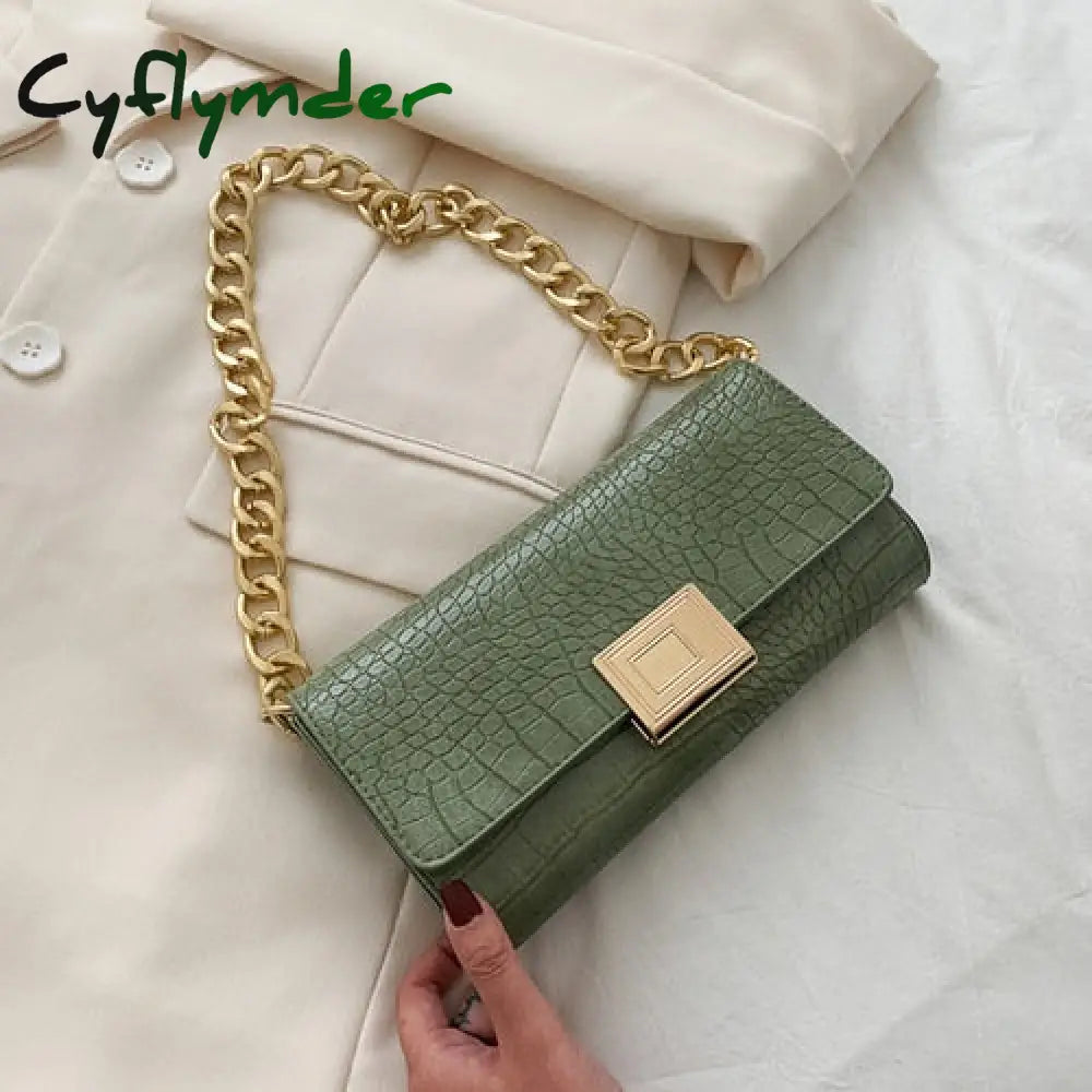 Cyflymder Fashion Vintage Bags For Women Crocodile Pattern Shoulder Purse Luxury Handbags Designer