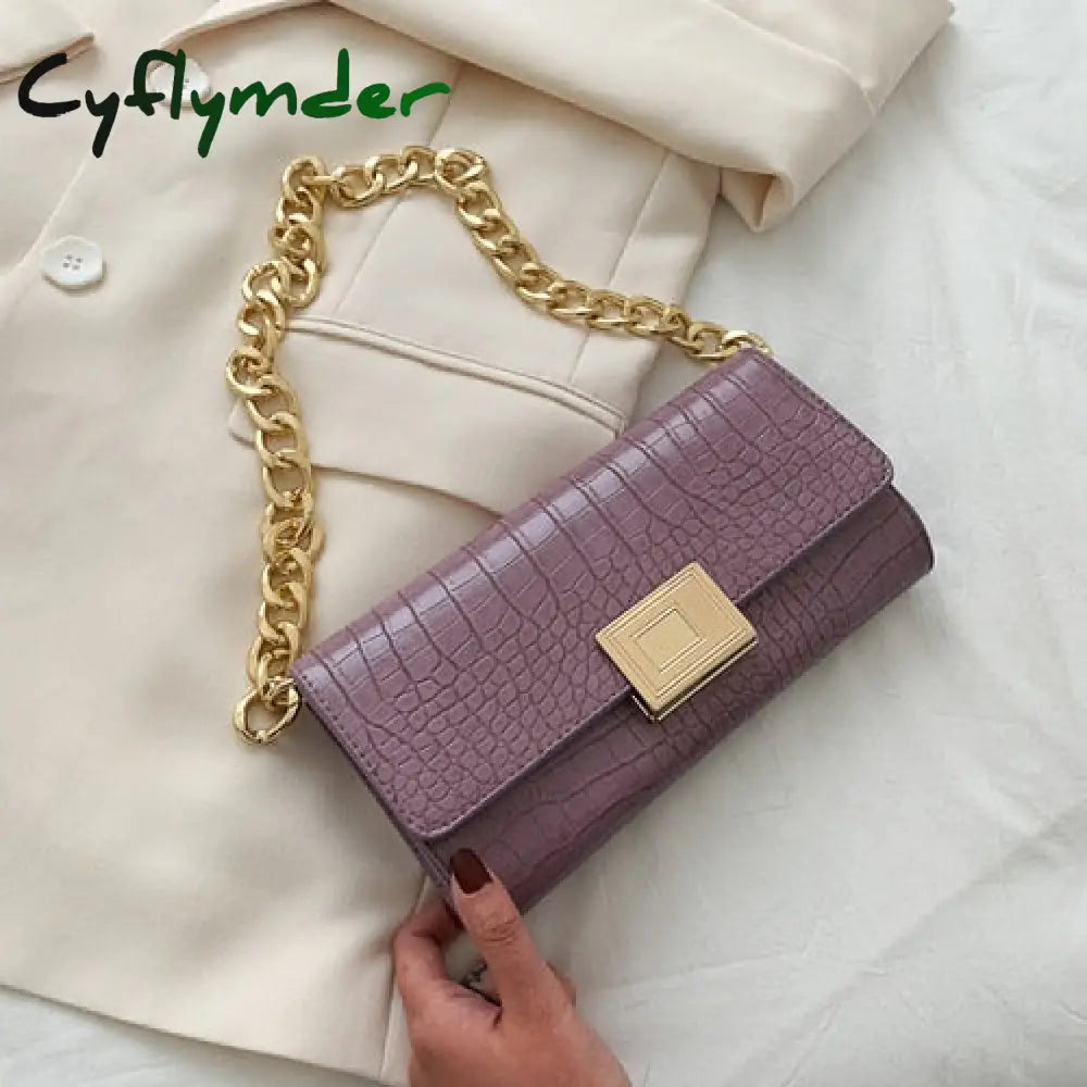 Cyflymder Fashion Vintage Bags For Women Crocodile Pattern Shoulder Purse Luxury Handbags Designer