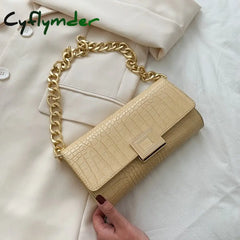 Cyflymder Fashion Vintage Bags For Women Crocodile Pattern Shoulder Purse Luxury Handbags Designer