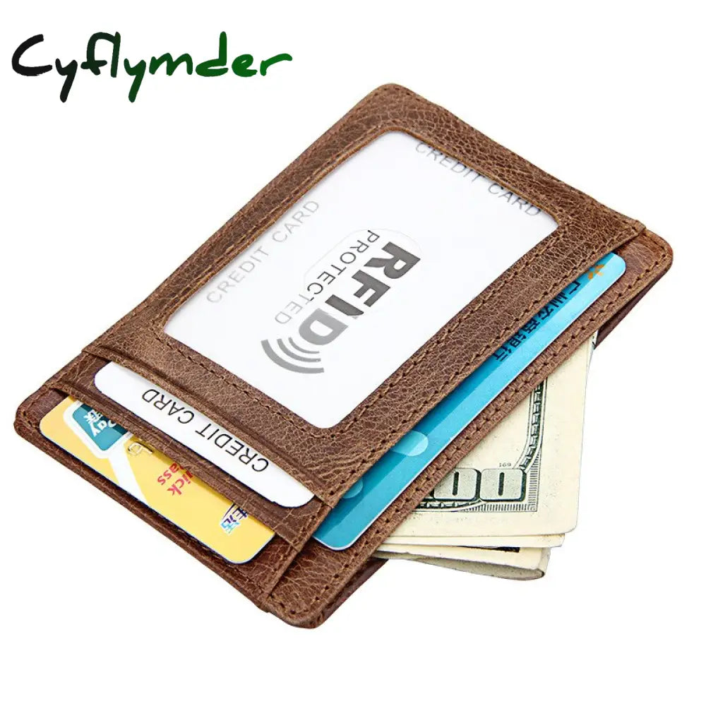 Cyflymder Fashion Vintage Genuine Leather Men Front Pocket Magnetic Money Clips Id Credit Card