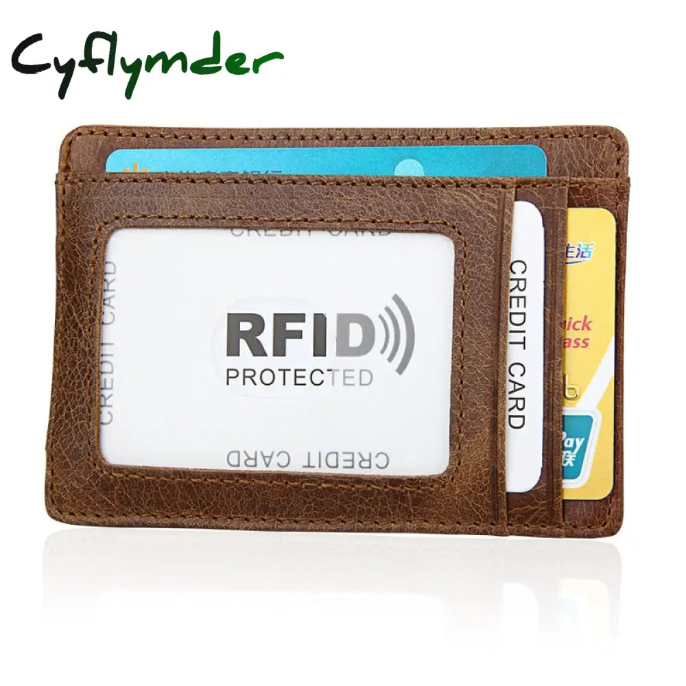 Cyflymder Fashion Vintage Genuine Leather Men Front Pocket Magnetic Money Clips Id Credit Card