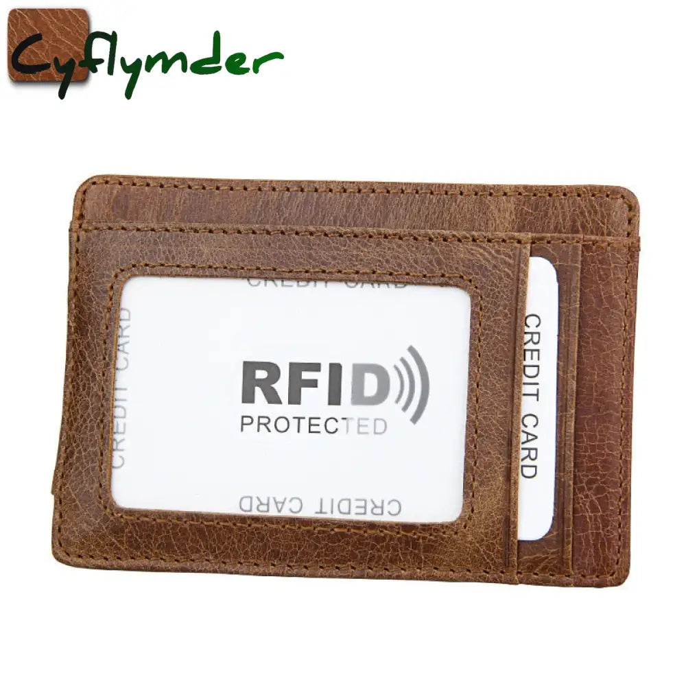 Cyflymder Fashion Vintage Genuine Leather Men Front Pocket Magnetic Money Clips Id Credit Card