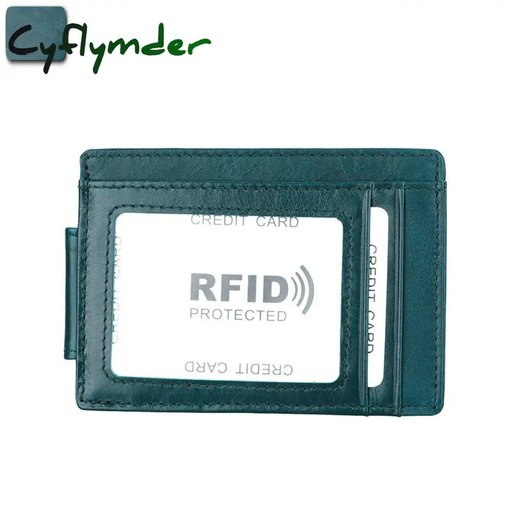 Cyflymder Fashion Vintage Genuine Leather Men Front Pocket Magnetic Money Clips Id Credit Card