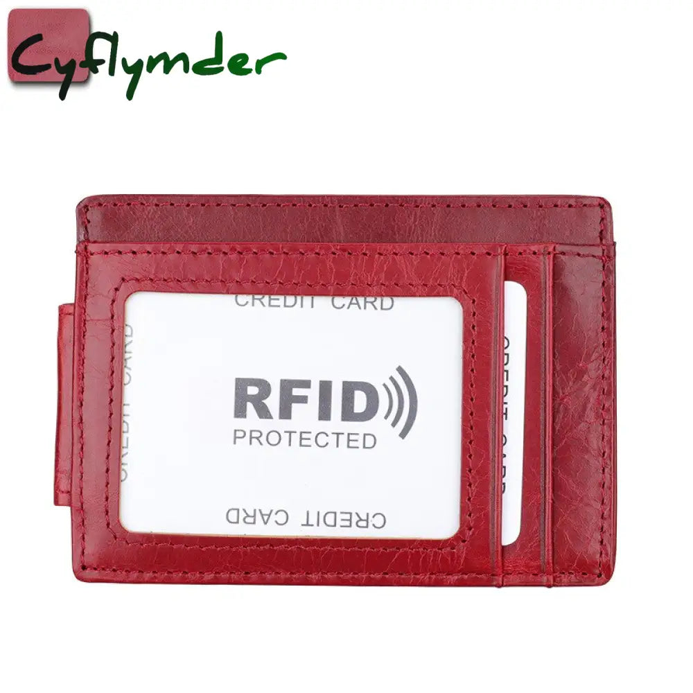 Cyflymder Fashion Vintage Genuine Leather Men Front Pocket Magnetic Money Clips Id Credit Card