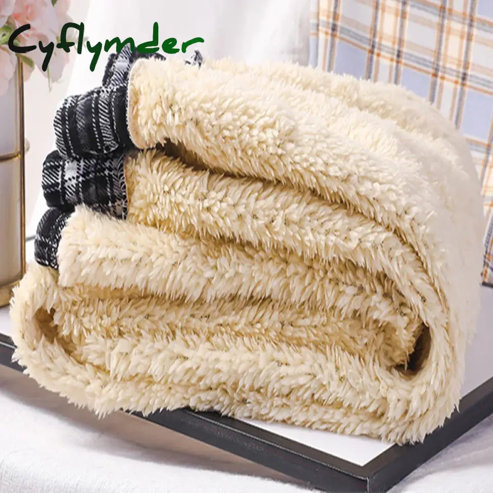 Cyflymder Fashion Warm Plush Pants Lamb Fleece Thick Plaid Women Winter Casual Loose Wide Leg