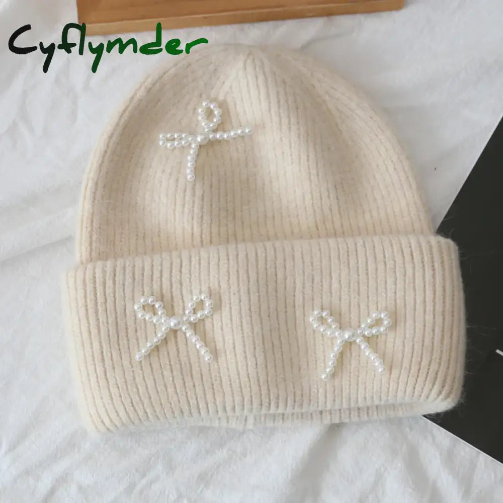 Cyflymder Fashion Warm Skullies Angola Rabbit Fur Winter Knitted Beanies Women Cap Female Ski Outdoor Warm Cashmere