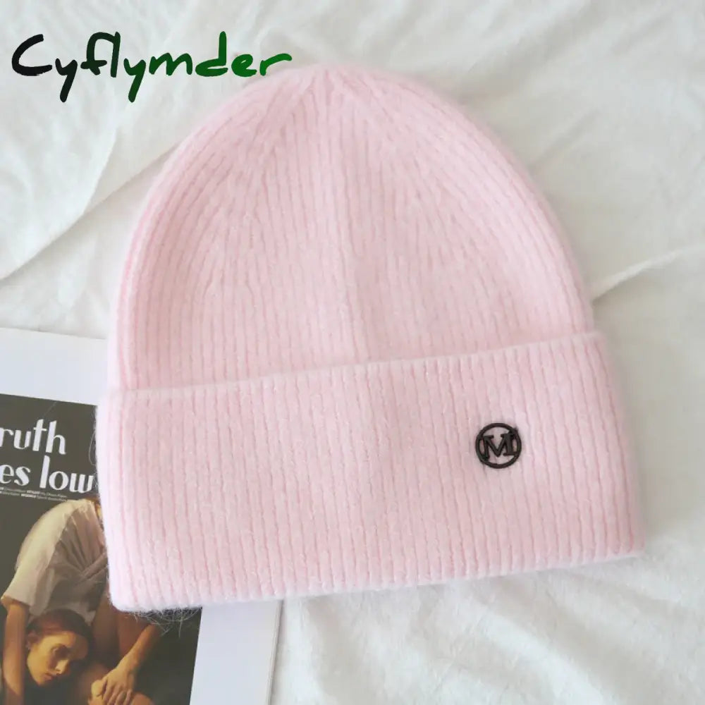 Cyflymder Fashion Warm Skullies Angola Rabbit Fur Winter Knitted Beanies Women Cap Female Ski Outdoor Warm Cashmere