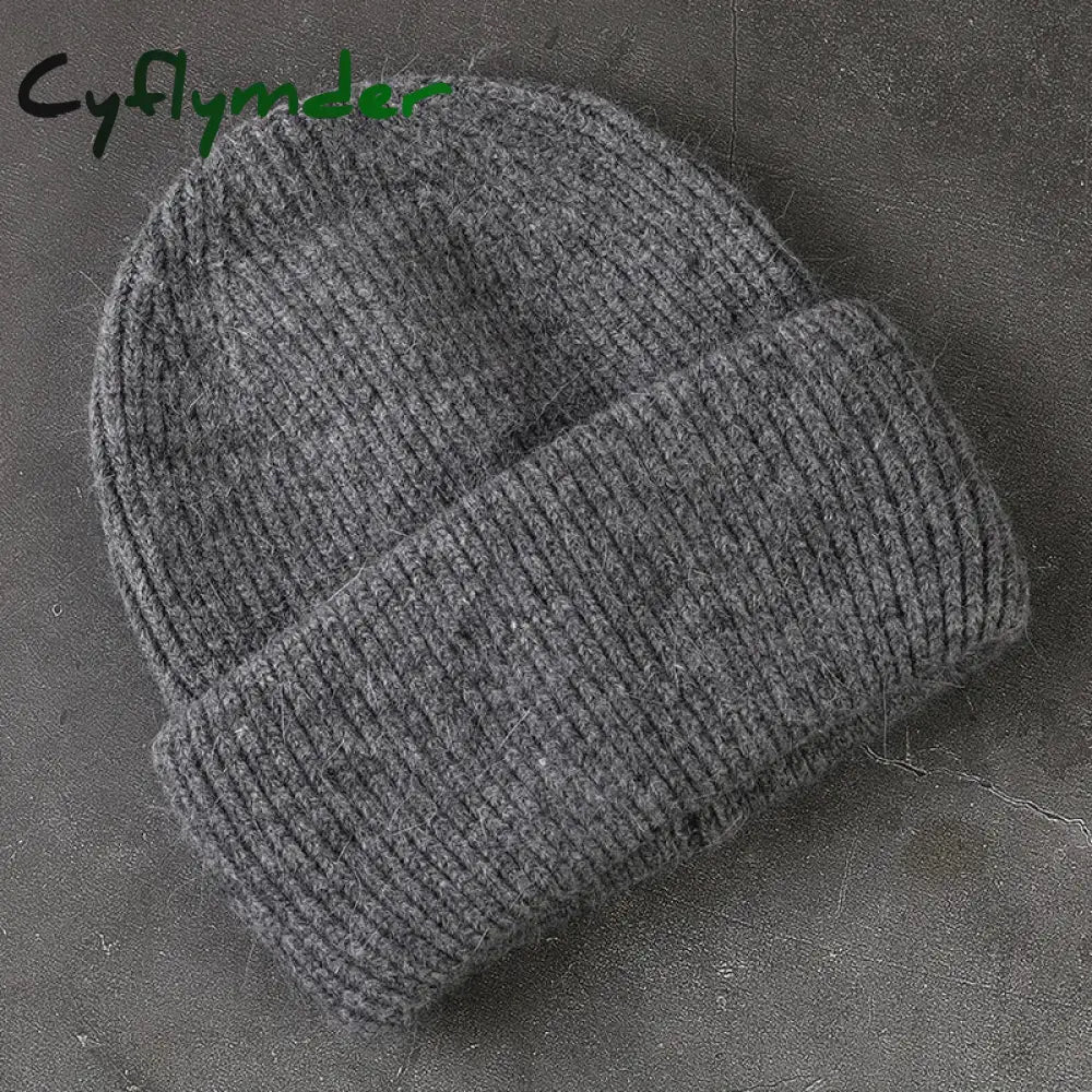 Cyflymder Fashion Warm Skullies Angola Rabbit Fur Winter Knitted Beanies Women Cap Female Ski Outdoor Warm Cashmere