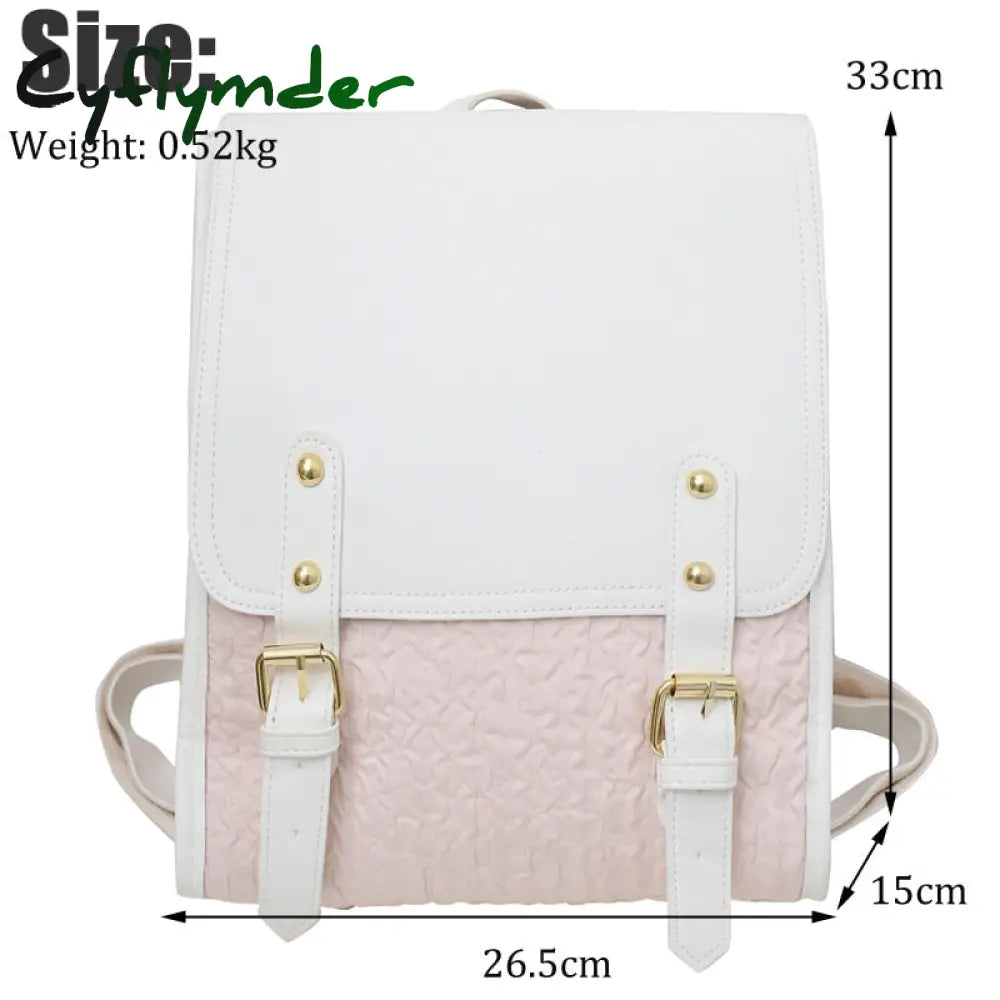 Cyflymder Fashion Woman Backpack Pu Leather Preppy Style School Bags For Teenagers Girls Simple