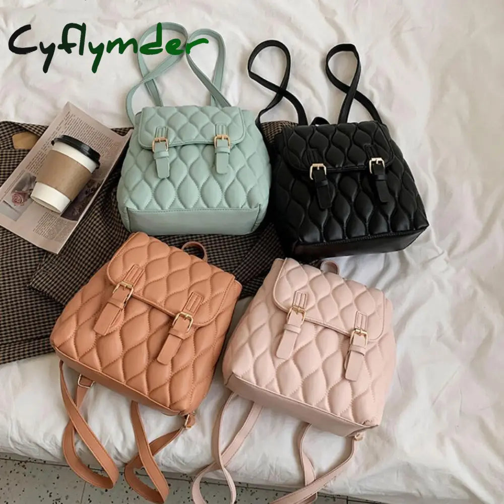 Cyflymder Fashion Women Backpack Bag Pu Leather Designers Brand For Teenage Girl High Quality