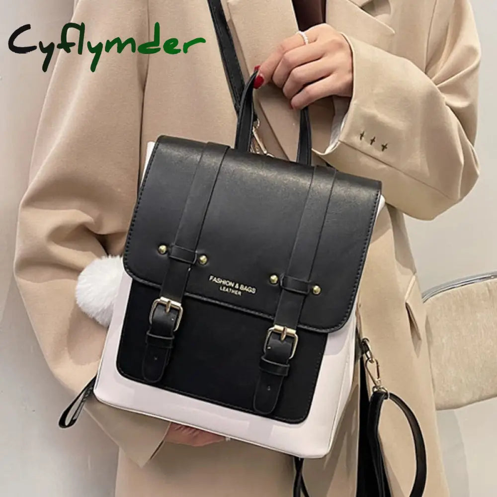 Cyflymder Fashion Women Backpack Female High Quality Leather Small Book School Bags For Teenage