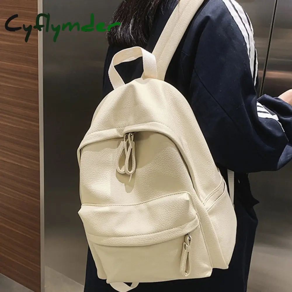 Cyflymder Fashion Women Backpack High Quality Female Soft Pu Leather School Bag For Teenage Girls