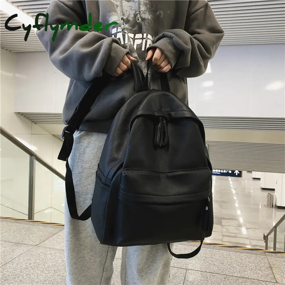 Cyflymder Fashion Women Backpack High Quality Female Soft Pu Leather School Bag For Teenage Girls