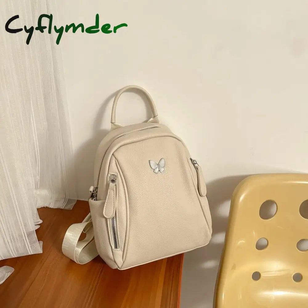 Cyflymder Fashion Women Backpack High Quality Luxury Leather Bagpack Solid Color Small Designer