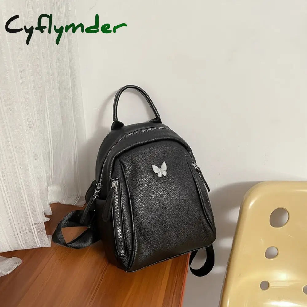 Cyflymder Fashion Women Backpack High Quality Luxury Leather Bagpack Solid Color Small Designer