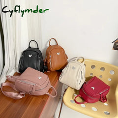 Cyflymder Fashion Women Backpack High Quality Luxury Leather Bagpack Solid Color Small Designer