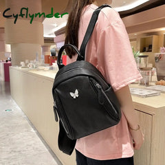 Cyflymder Fashion Women Backpack High Quality Luxury Leather Bagpack Solid Color Small Designer