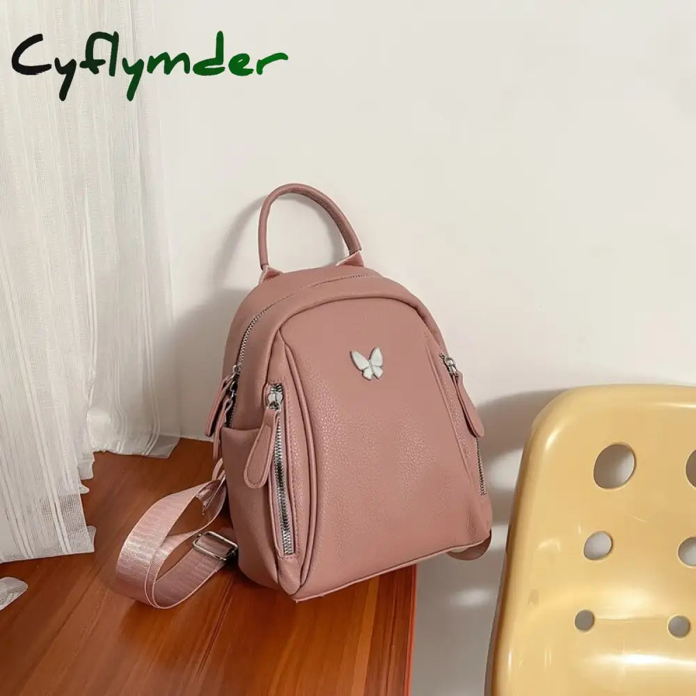 Cyflymder Fashion Women Backpack High Quality Luxury Leather Bagpack Solid Color Small Designer