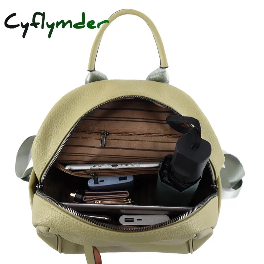 Cyflymder Fashion Women Backpack Luxury Soft Leather Backpacks Female Small School Bags For Teenage