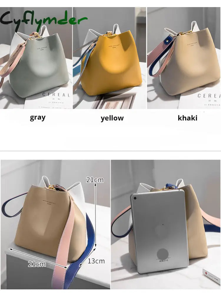 Cyflymder Fashion Women Bag Summer Bucket Pu Leather Shoulder Bags Brand Designer Ladies Crossbody