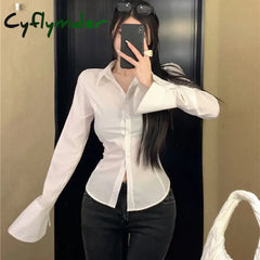 Cyflymder Fashion Women Bandage Shirts Korean All Match Streetwear Female Slim Blouse Spring Casual