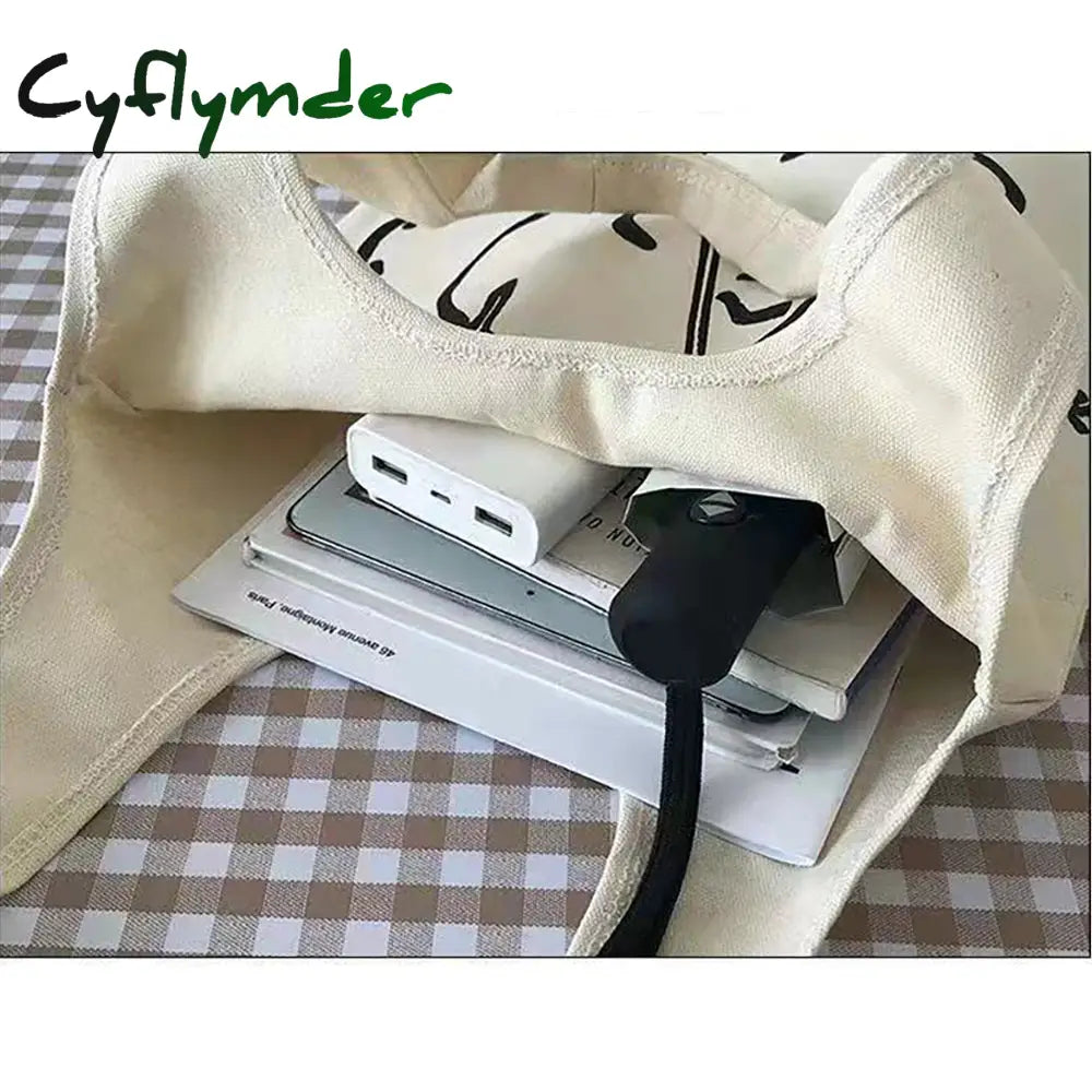 Cyflymder Fashion Women Canvas Shopping Bag Foldable Supermarket Handbag Aesthetic Personalized