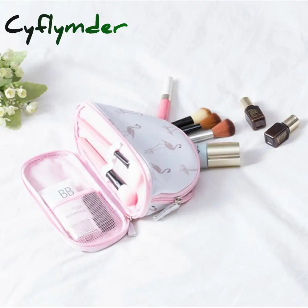 Cyflymder Fashion Women Cosmetic Makeup Case Bag Box Waterproof Portable Double Layer Storage