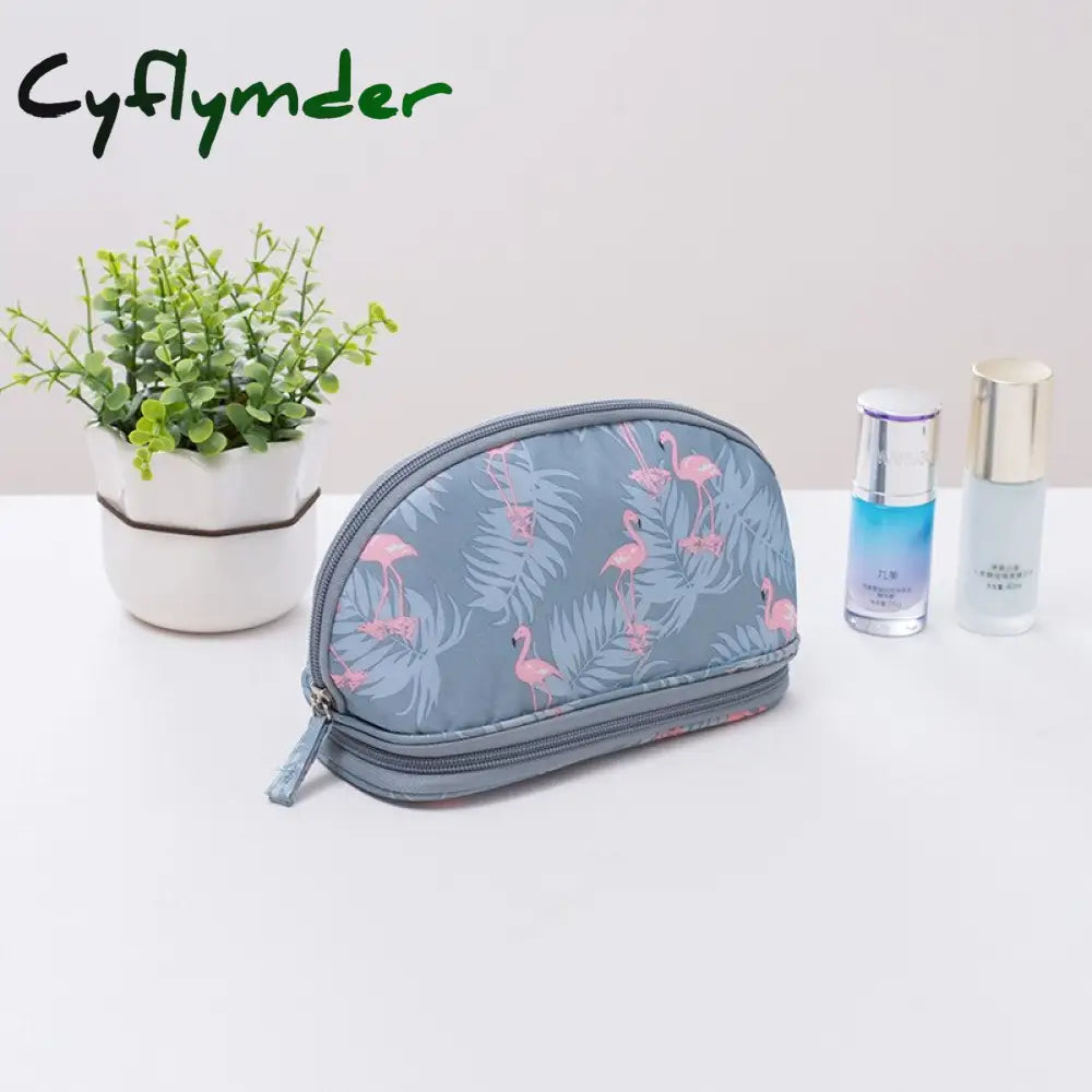 Cyflymder Fashion Women Cosmetic Makeup Case Bag Box Waterproof Portable Double Layer Storage Blue