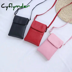 Cyflymder Fashion Women Crossbody Bag Pu Leather Mobile Phone Purse Bags Solid Flap Messenger Small