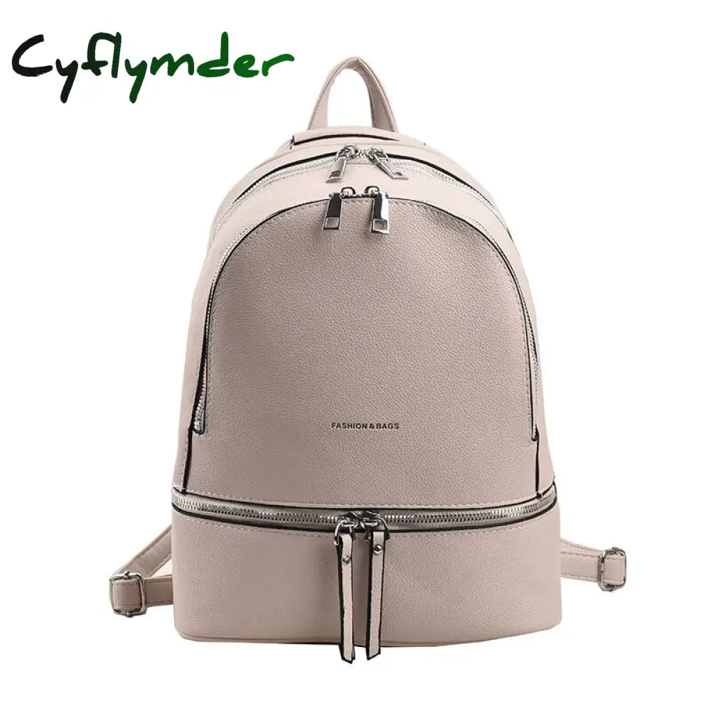 Cyflymder Fashion Women Leather Backpack High Quality Teen Girls Shoulder Bag Luxury Designer