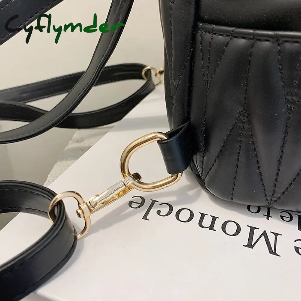 Cyflymder Fashion Women Leather Backpack Small School Bag Backpacks For Teenage Girls Double Mini